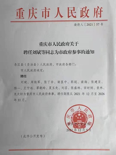 北碚区人民政府办公室人事最新任命通知